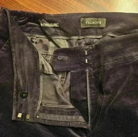 Talbots Hampshire Black Velveteen Flat Front Straight Leg Ankle Pants Plus 18W - Picture 5 of 15